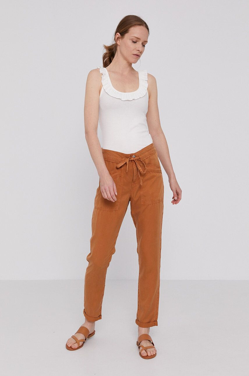 Pepe Jeans Pantaloni Dash femei culoarea maro model drept medium waist - Pled.ro