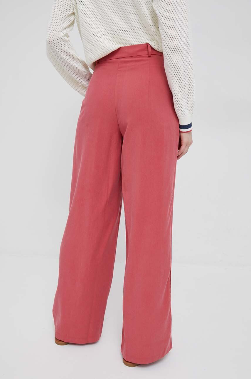 Pepe Jeans pantaloni din amestec de in culoarea rosu lat high waist - Pled.ro