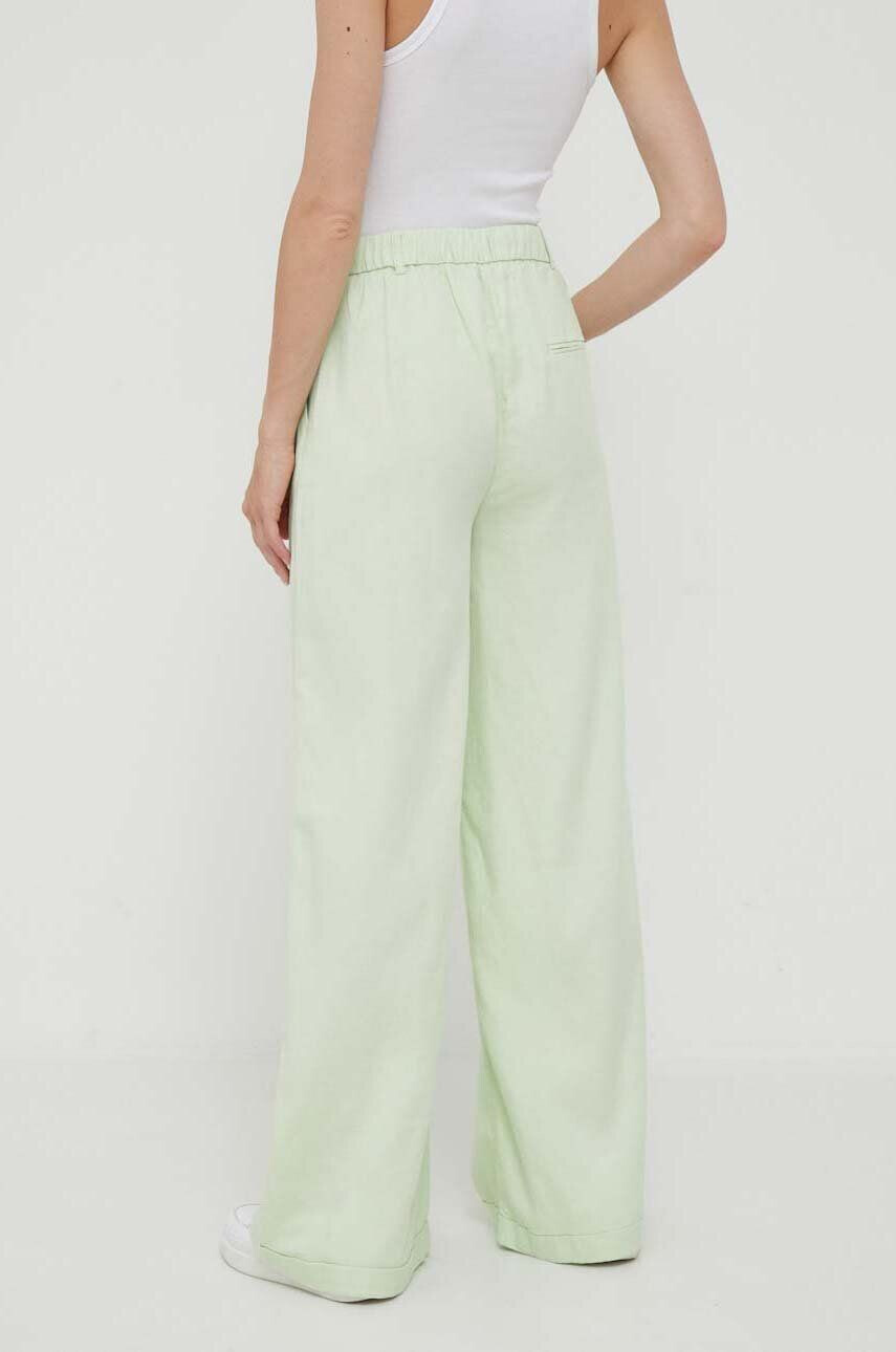 Pepe Jeans pantaloni din amestec de in Monna culoarea verde drept high waist - Pled.ro