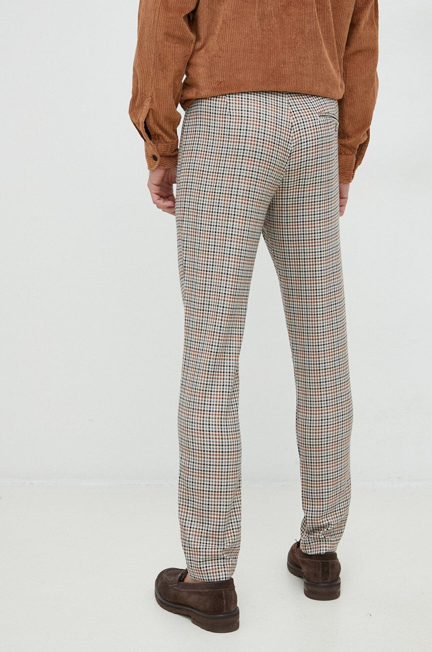 Pepe Jeans pantaloni din lana Castle Check barbati culoarea maro - Pled.ro