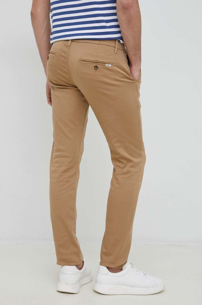 Pepe Jeans pantaloni James barbati culoarea maro mulata - Pled.ro