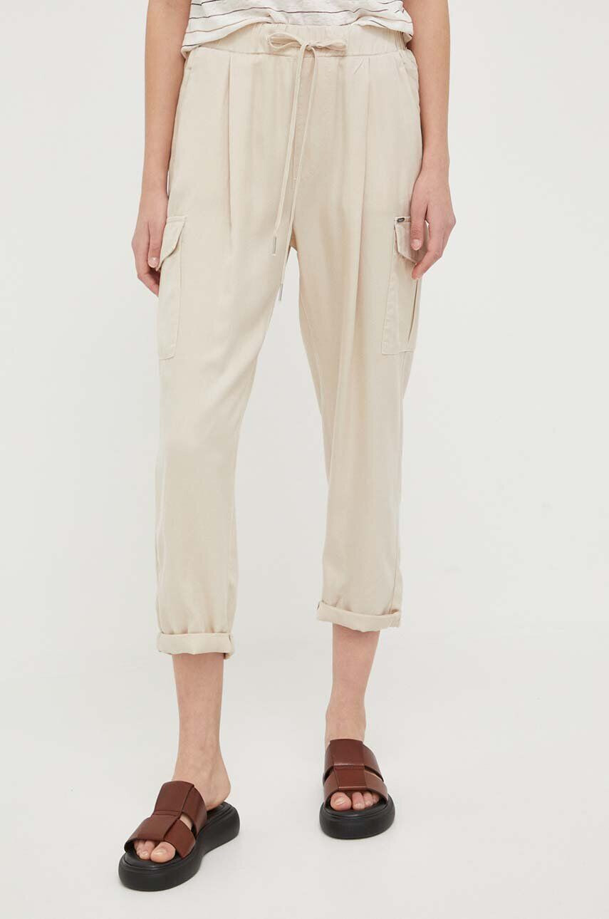 Pepe Jeans pantaloni JYNX femei culoarea bej fason cargo medium waist - Pled.ro