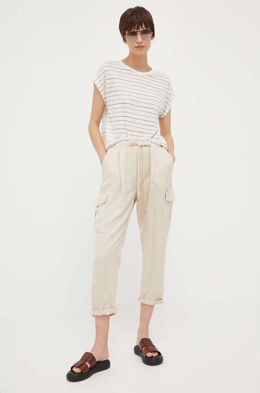 Pepe Jeans pantaloni JYNX femei culoarea bej fason cargo medium waist - Pled.ro