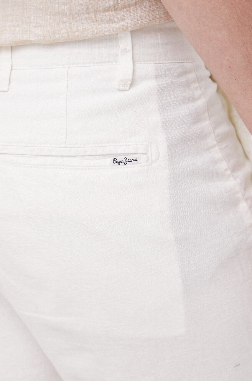 Pepe Jeans pantaloni scurți din amestec de in Arkin culoarea alb - Pled.ro