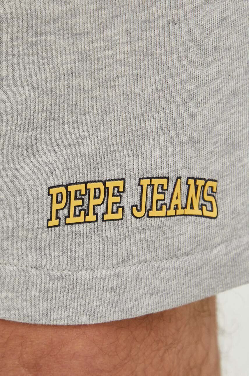 Pepe Jeans pantaloni scurti din bumbac August culoarea gri melanj - Pled.ro