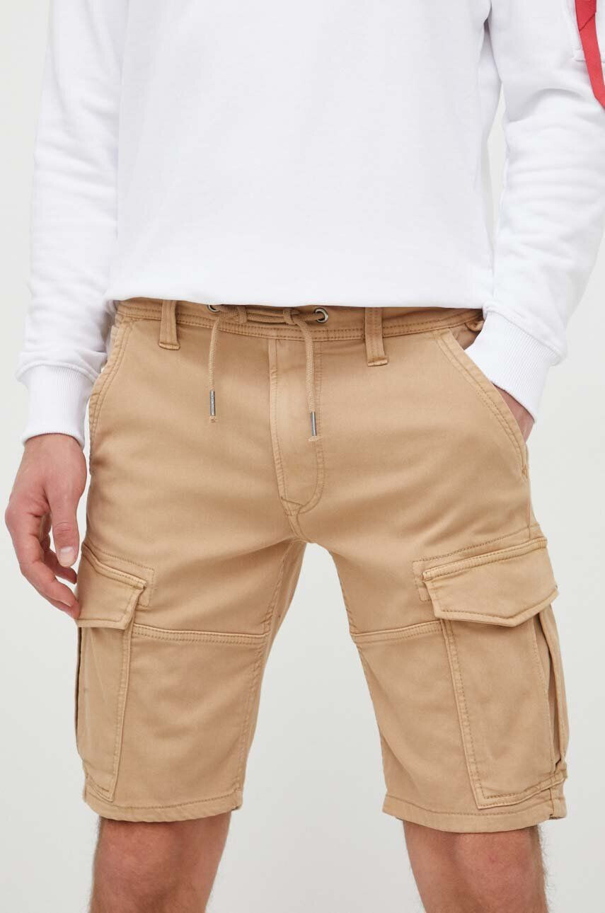 Pepe Jeans pantaloni scurti JARED barbati culoarea bej - Pled.ro