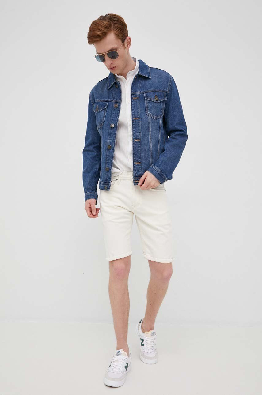 Pepe Jeans pantaloni scurti jeans Stanley Short barbati culoarea bej - Pled.ro