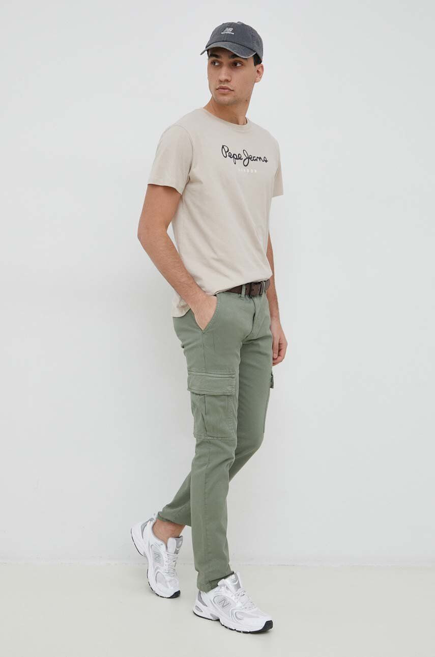 Pepe Jeans pantaloni Sean barbati culoarea verde cu fason cargo - Pled.ro