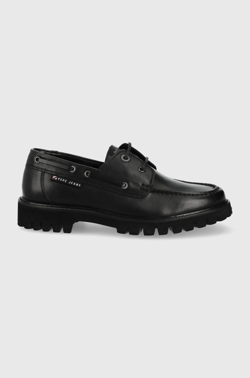 Pepe Jeans pantofi de piele Trucker Deck Lth barbati culoarea negru - Pled.ro