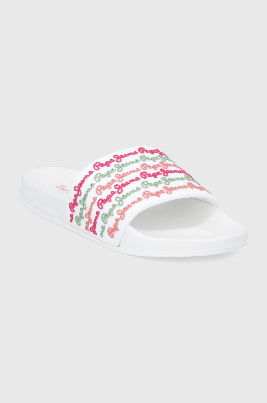 Pepe Jeans papuci Slider Colors femei culoarea alb - Pled.ro