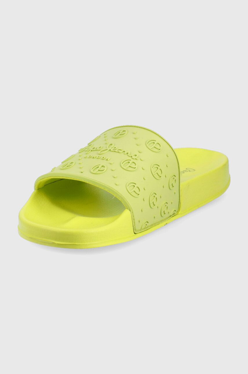 Pepe Jeans papuci Slider Sport femei culoarea verde - Pled.ro