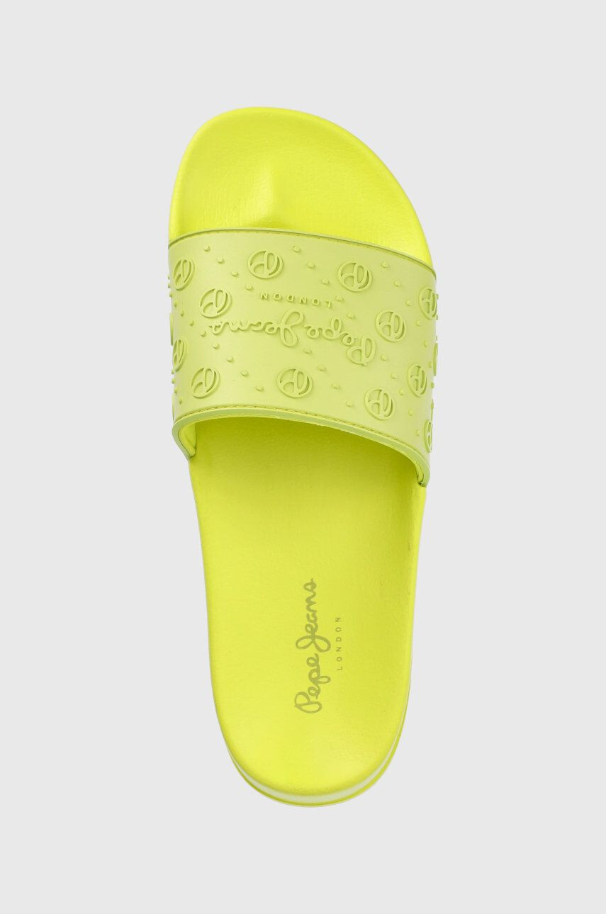 Pepe Jeans papuci Slider Sport femei culoarea verde - Pled.ro