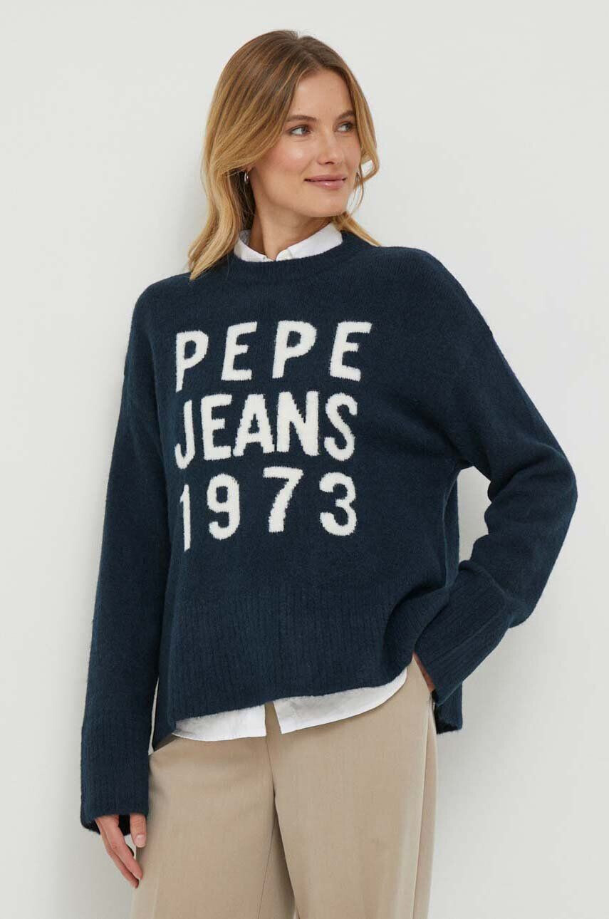 Pepe Jeans pulover din amestec de lana ELARA femei culoarea albastru marin călduros - Pled.ro