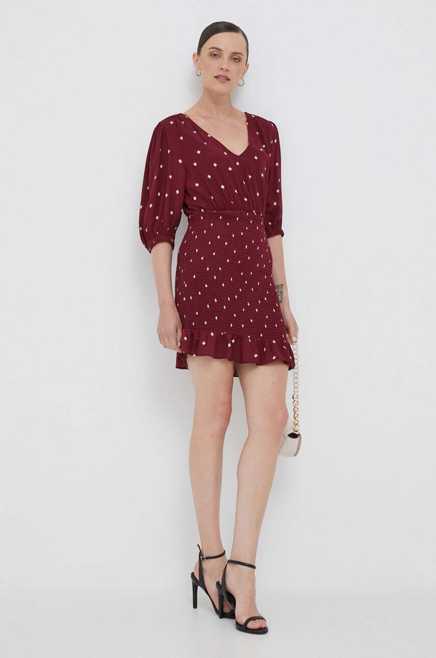 Pepe Jeans rochie culoarea bordo mini drept - Pled.ro