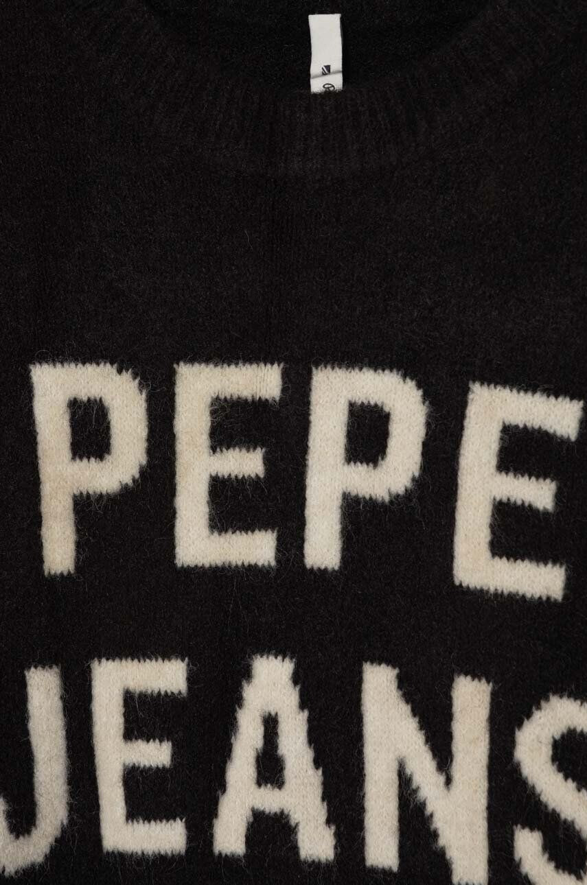 Pepe Jeans rochie din amestec de lână pentru copii culoarea negru mini oversize - Pled.ro