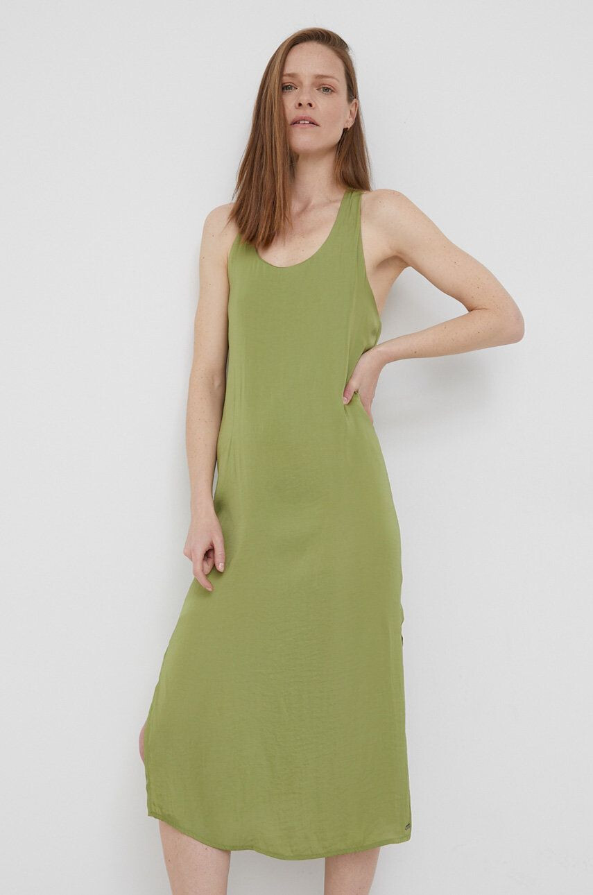 Pepe Jeans rochie Peyton culoarea verde midi drept - Pled.ro