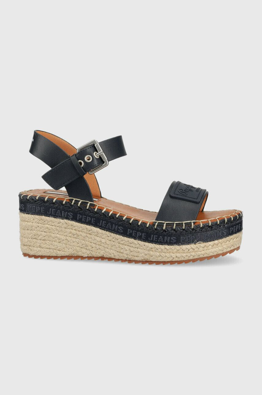 Pepe Jeans sandale WITNEY femei culoarea albastru marin cu platforma - Pled.ro