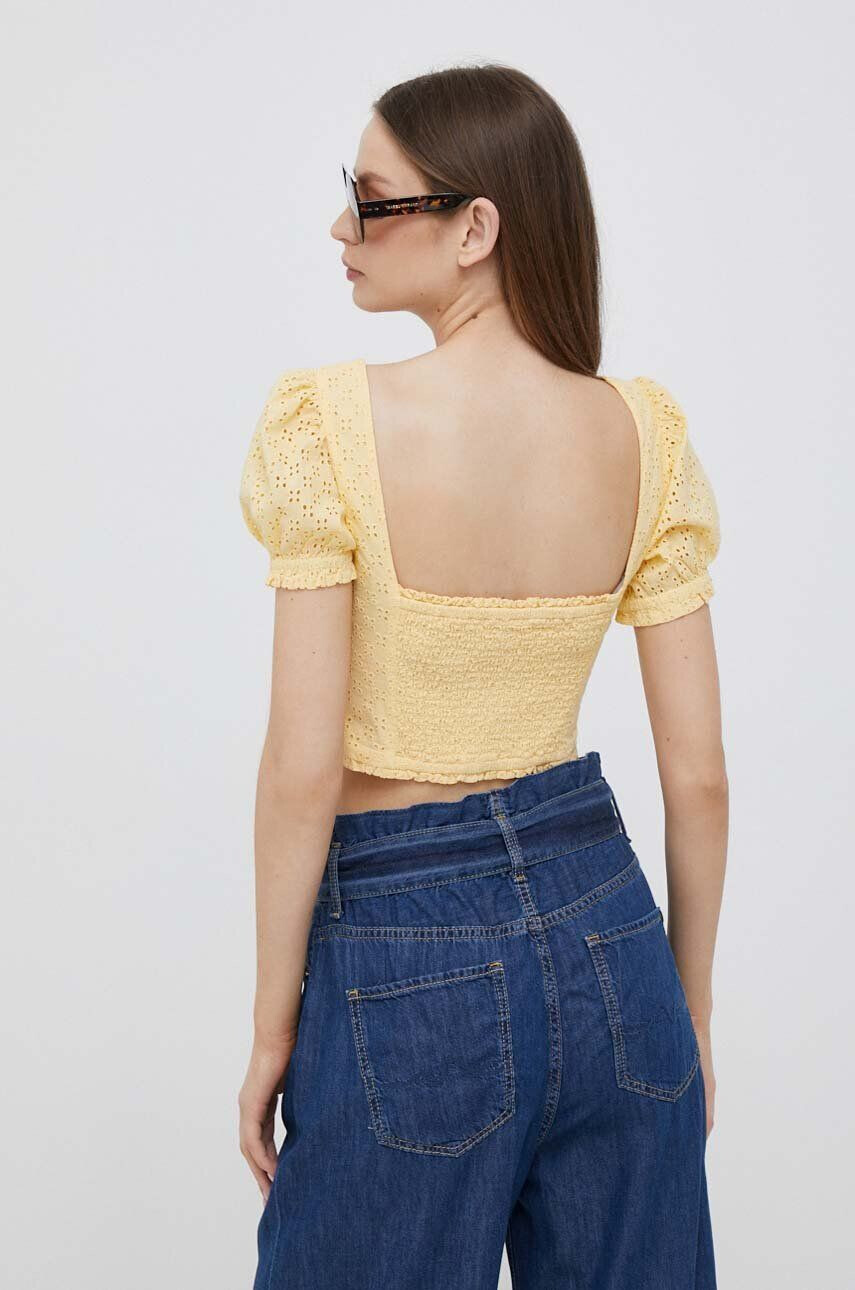 Pepe Jeans top din bumbac culoarea galben - Pled.ro