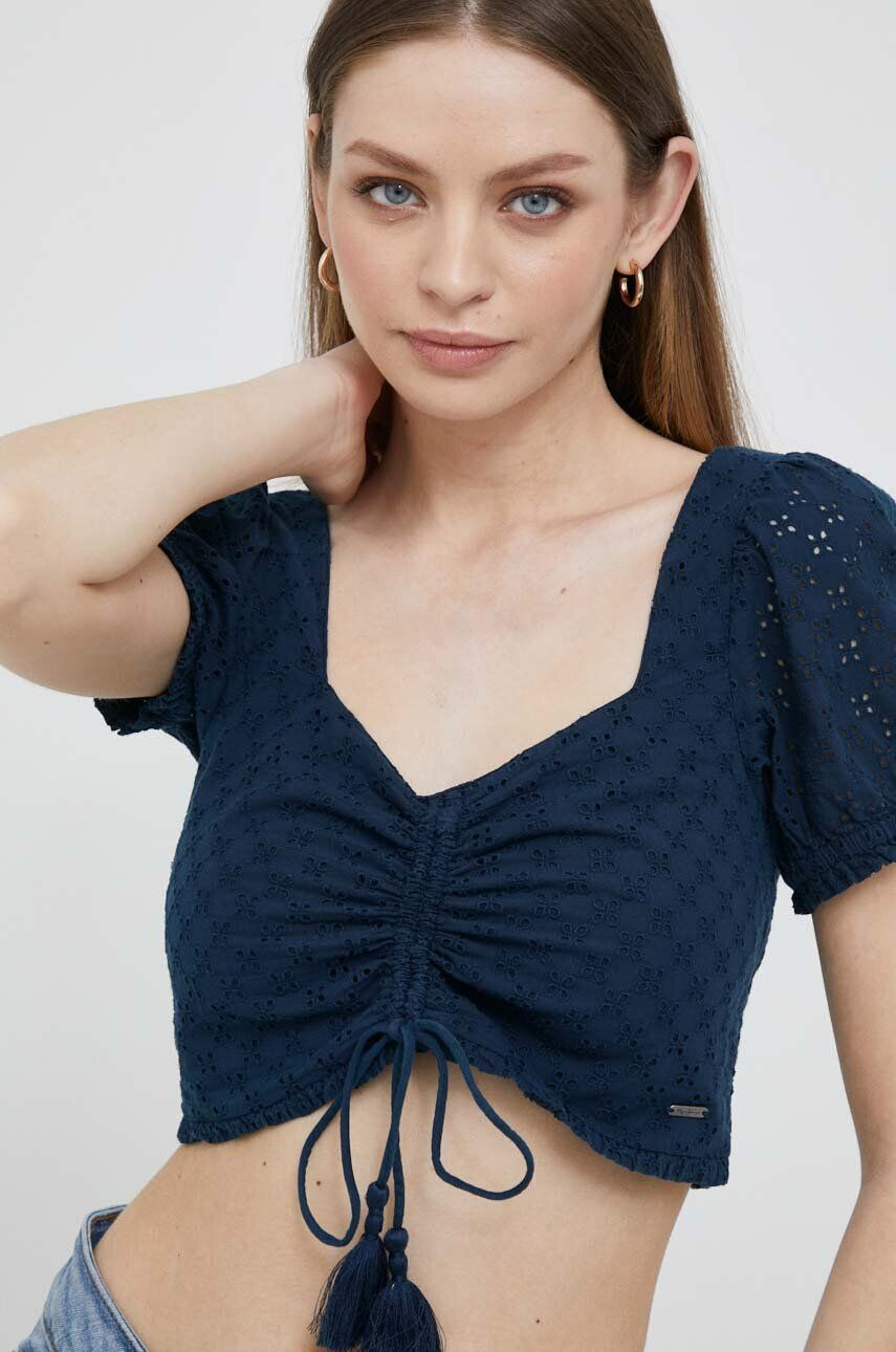 Pepe Jeans top din bumbac Philana culoarea albastru marin - Pled.ro