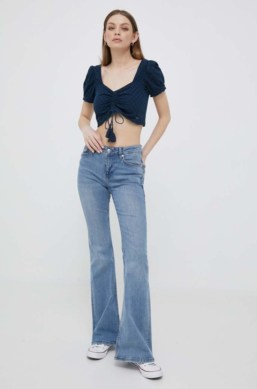 Pepe Jeans top din bumbac Philana culoarea albastru marin - Pled.ro