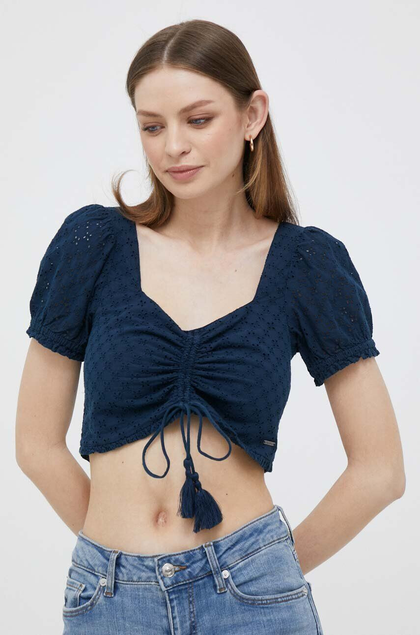 Pepe Jeans top din bumbac Philana culoarea albastru marin - Pled.ro