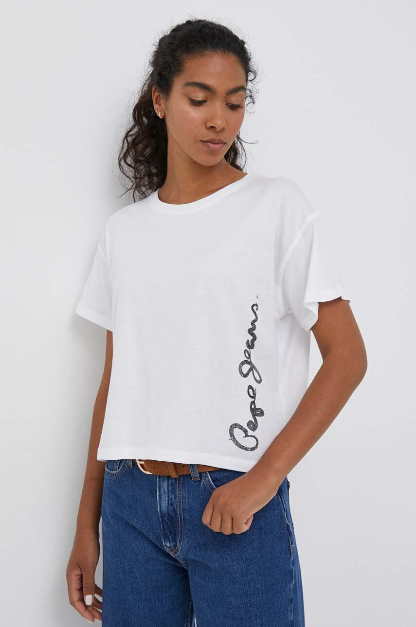 Pepe Jeans tricou femei culoarea alb - Pled.ro