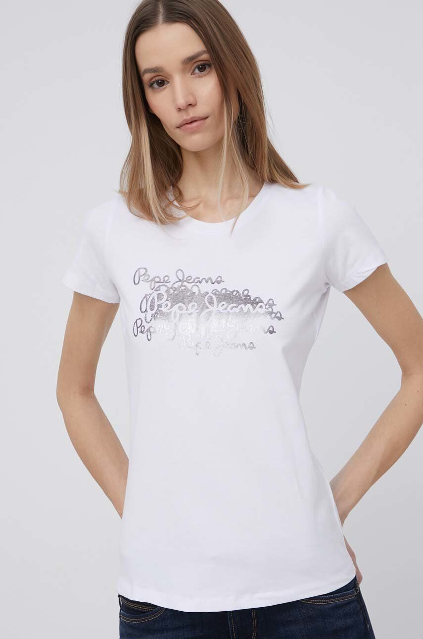 Pepe Jeans tricou Anna femei culoarea alb - Pled.ro