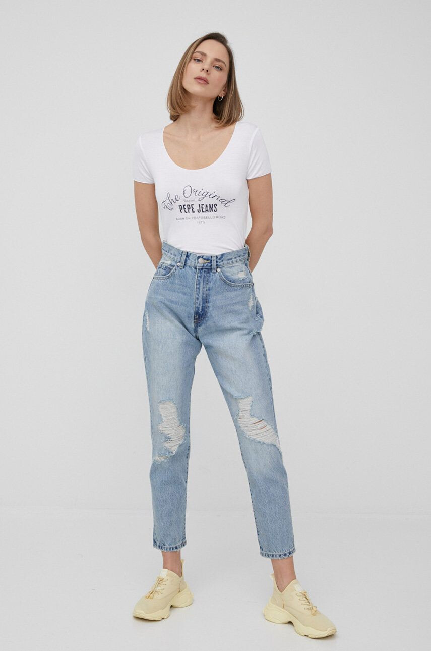 Pepe Jeans tricou Cameron femei culoarea alb - Pled.ro