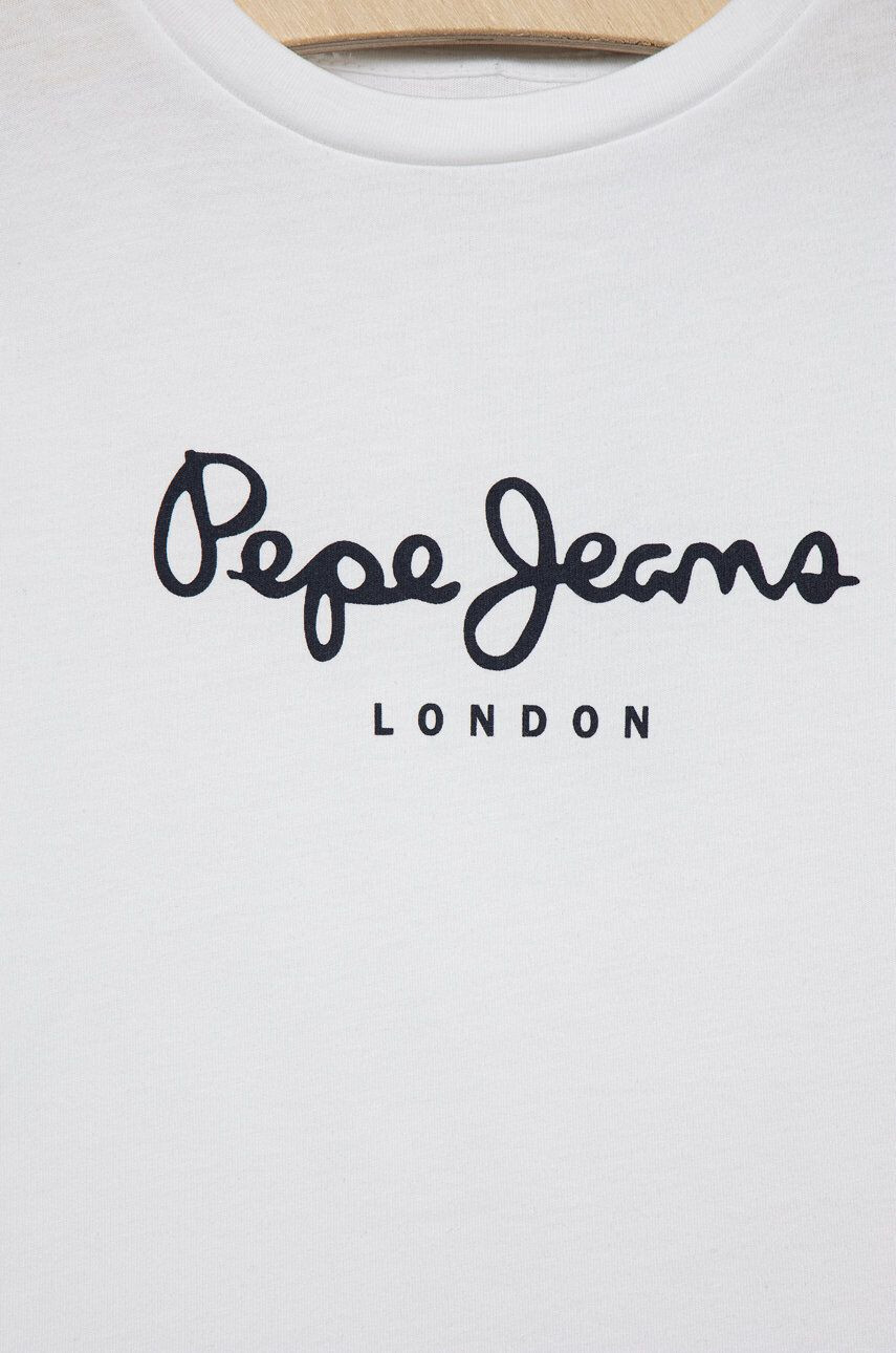 Pepe Jeans tricou de bumbac pentru copii culoarea alb cu imprimeu - Pled.ro