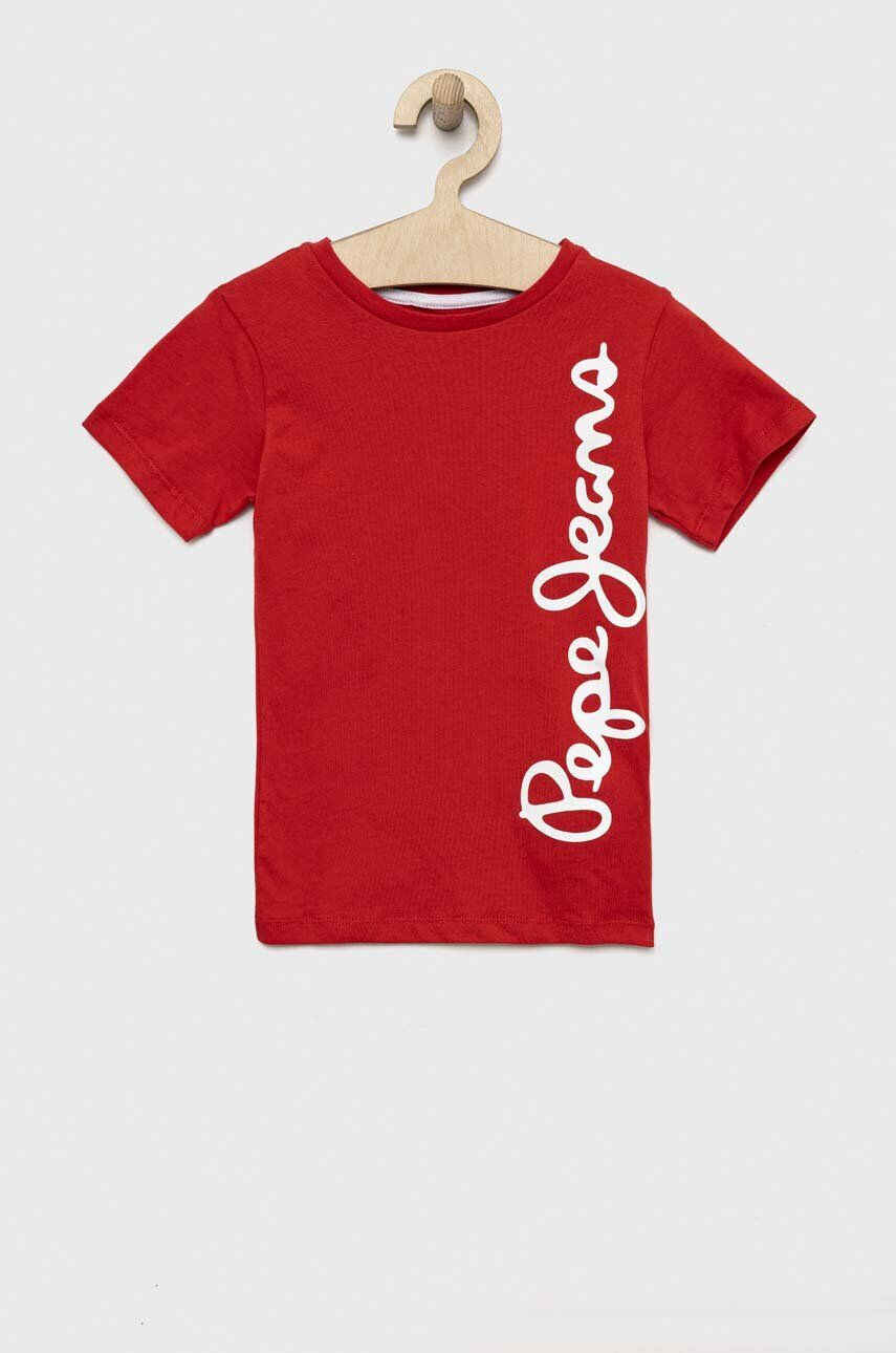 Pepe Jeans tricou de bumbac pentru copii culoarea rosu cu imprimeu - Pled.ro