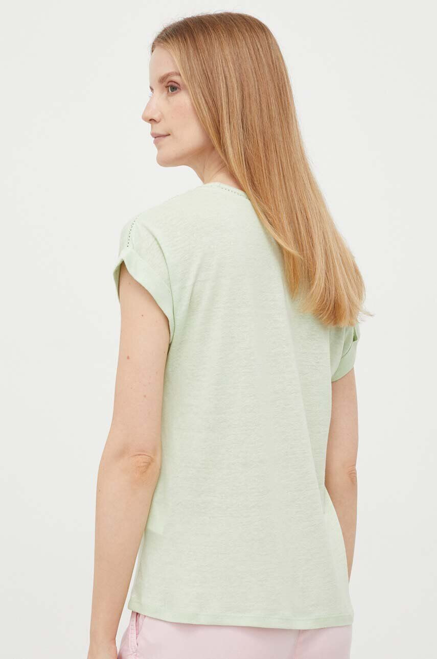 Pepe Jeans tricou din amestec de in culoarea verde - Pled.ro