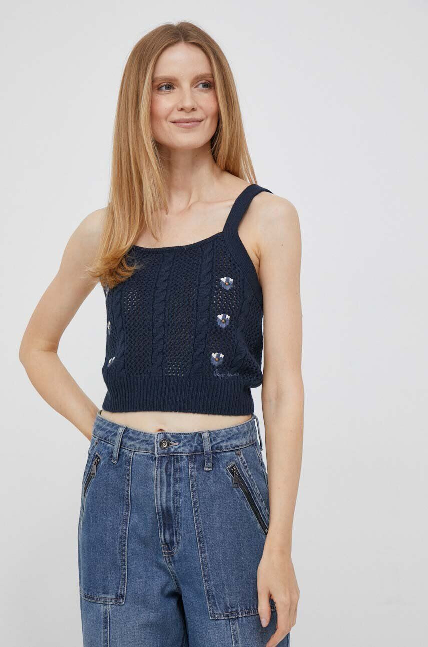 Pepe Jeans tricou din amestec de lana Emalynn culoarea albastru marin - Pled.ro