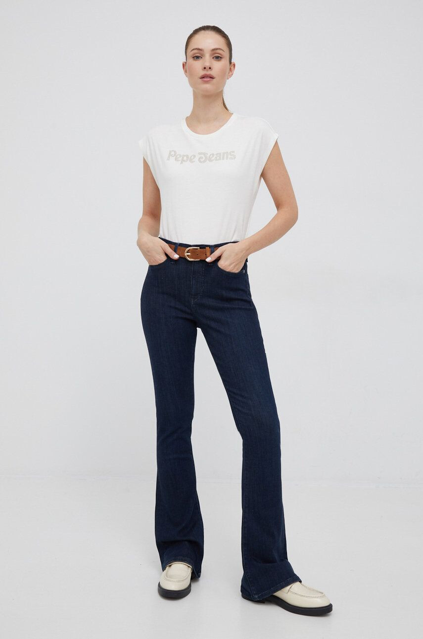 Pepe Jeans tricou din bumbac culoarea bej - Pled.ro