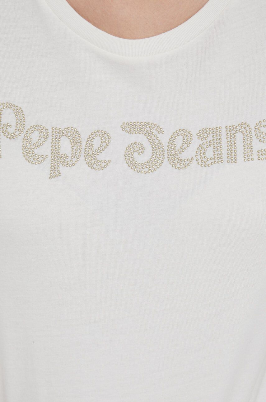 Pepe Jeans tricou din bumbac culoarea bej - Pled.ro