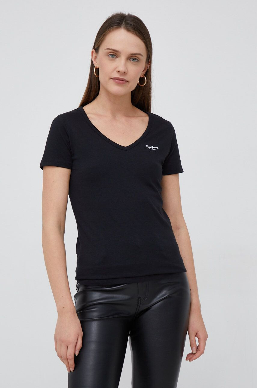 Pepe Jeans tricou din bumbac culoarea negru - Pled.ro