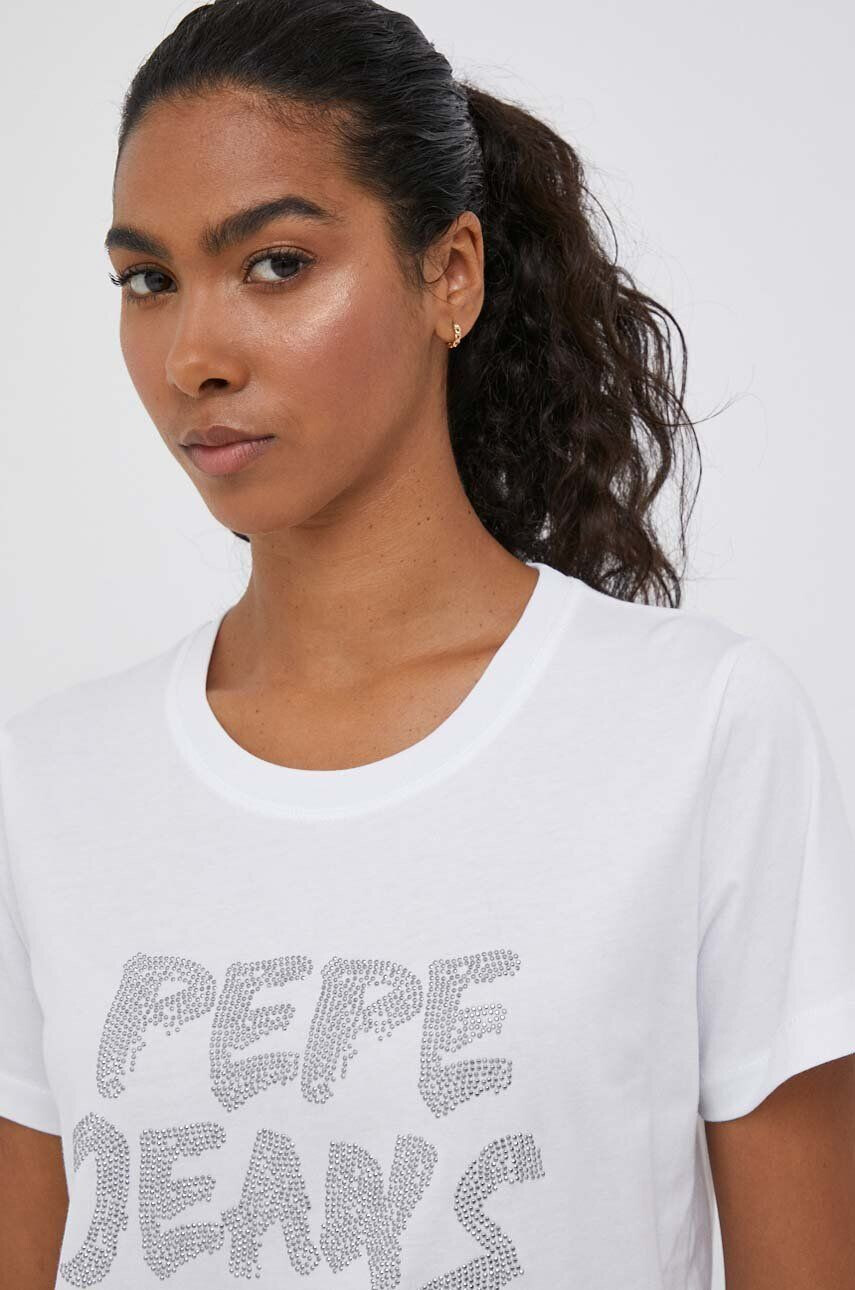 Pepe Jeans tricou din bumbac culoarea alb - Pled.ro