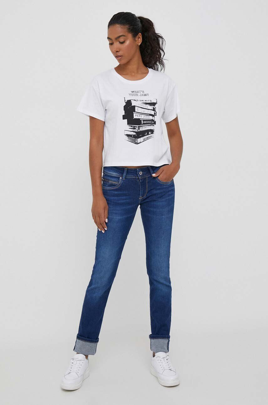 Pepe Jeans tricou din bumbac culoarea bej - Pled.ro