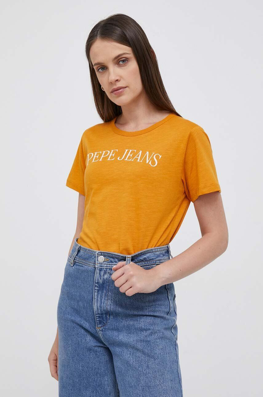 Pepe Jeans tricou din bumbac culoarea portocaliu - Pled.ro