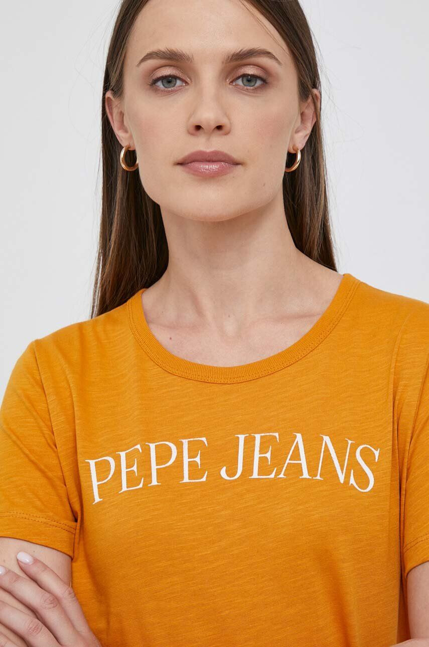 Pepe Jeans tricou din bumbac culoarea portocaliu - Pled.ro