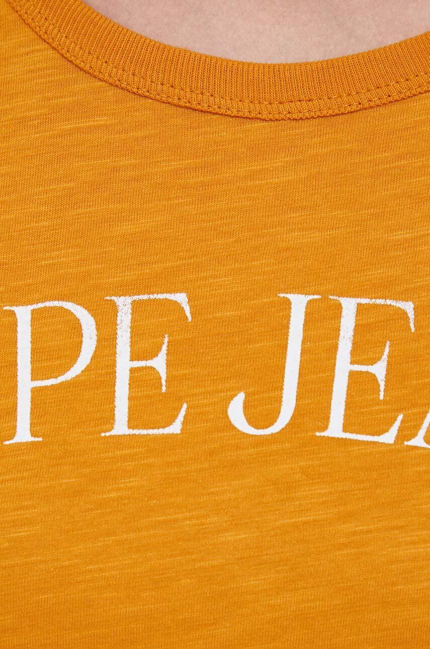 Pepe Jeans tricou din bumbac culoarea portocaliu - Pled.ro