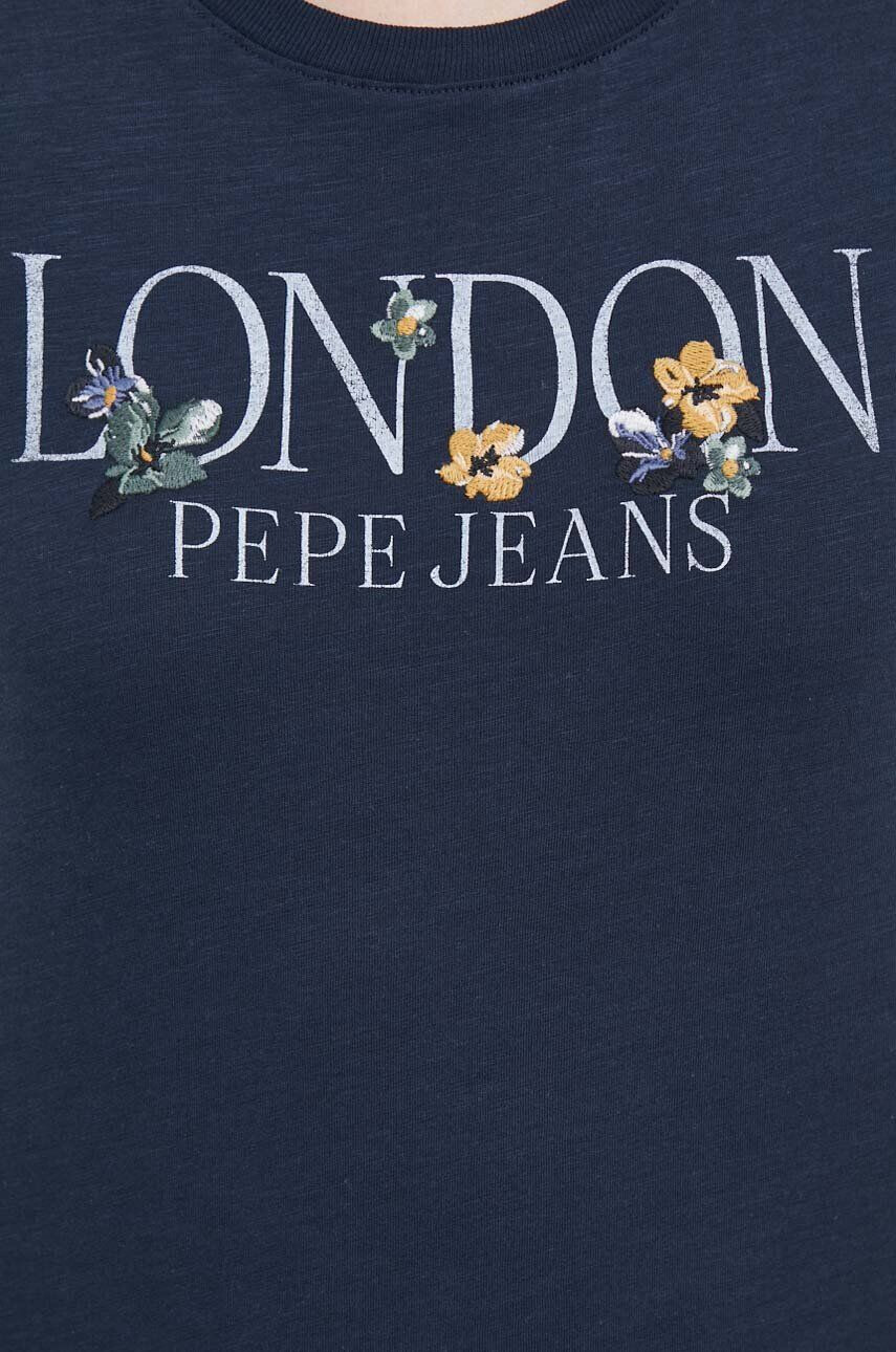 Pepe Jeans tricou din bumbac culoarea albastru marin - Pled.ro