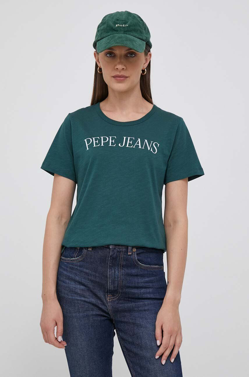 Pepe Jeans tricou din bumbac culoarea verde - Pled.ro