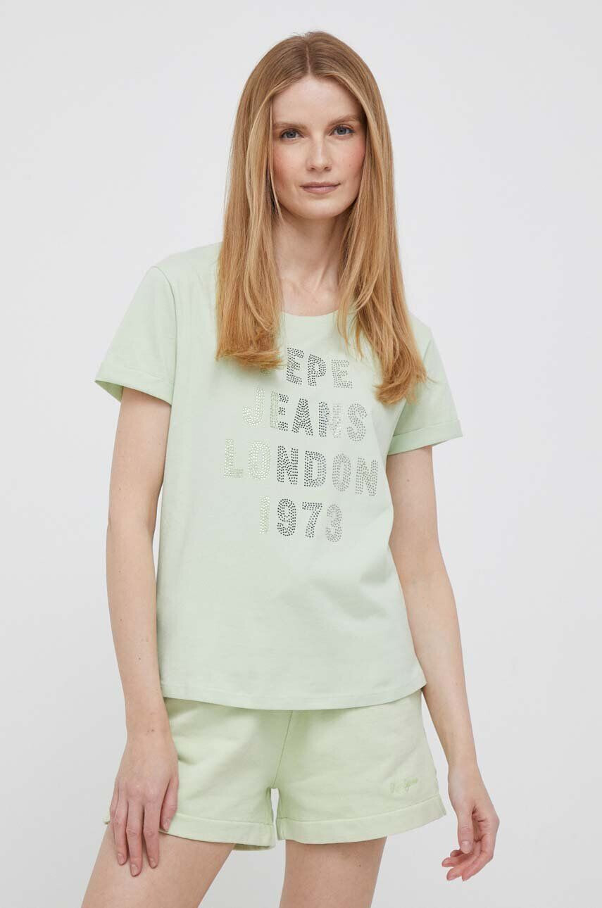 Pepe Jeans tricou din bumbac AGNES culoarea verde - Pled.ro