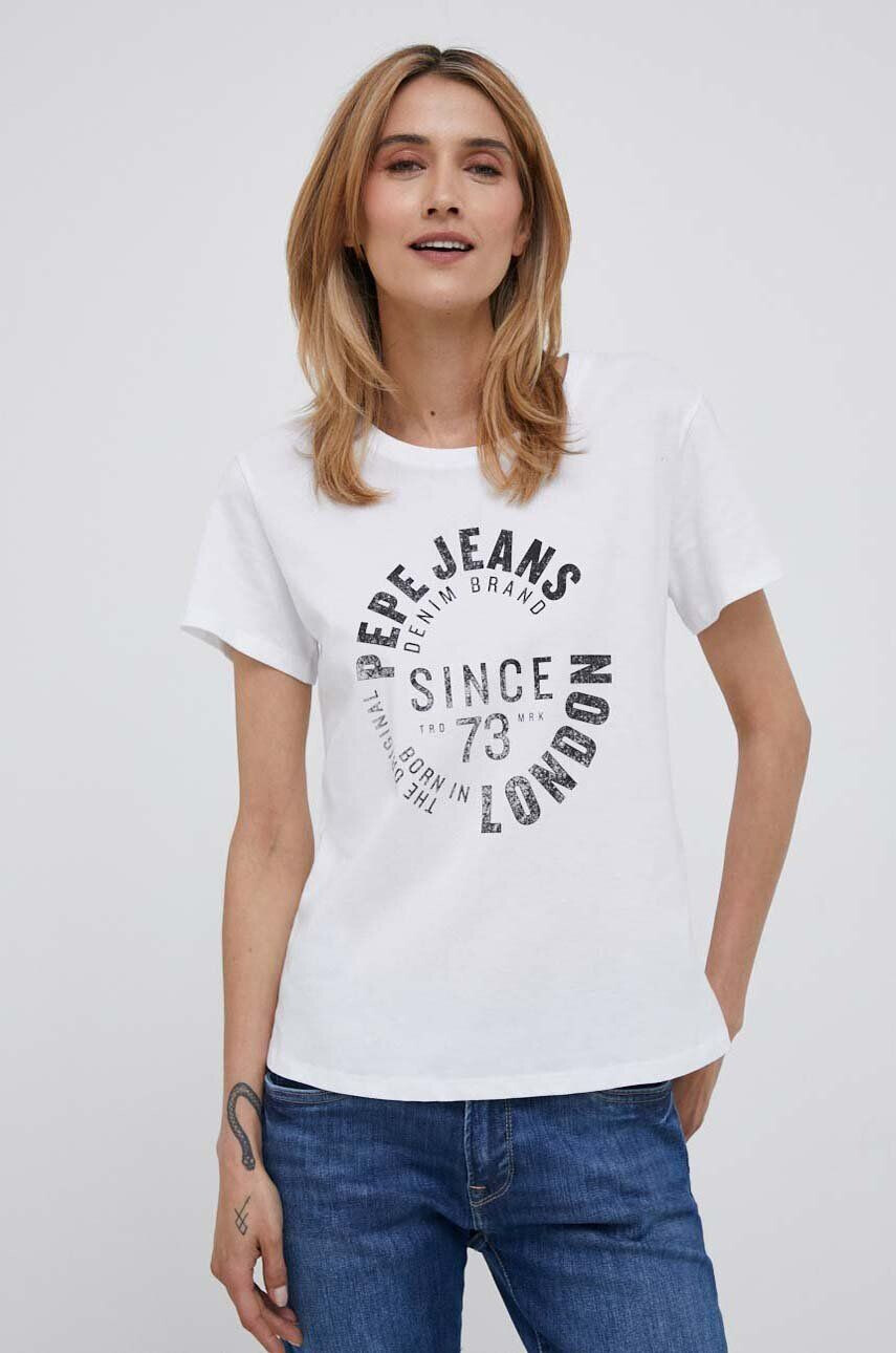 Pepe Jeans tricou din bumbac Alessa culoarea alb - Pled.ro