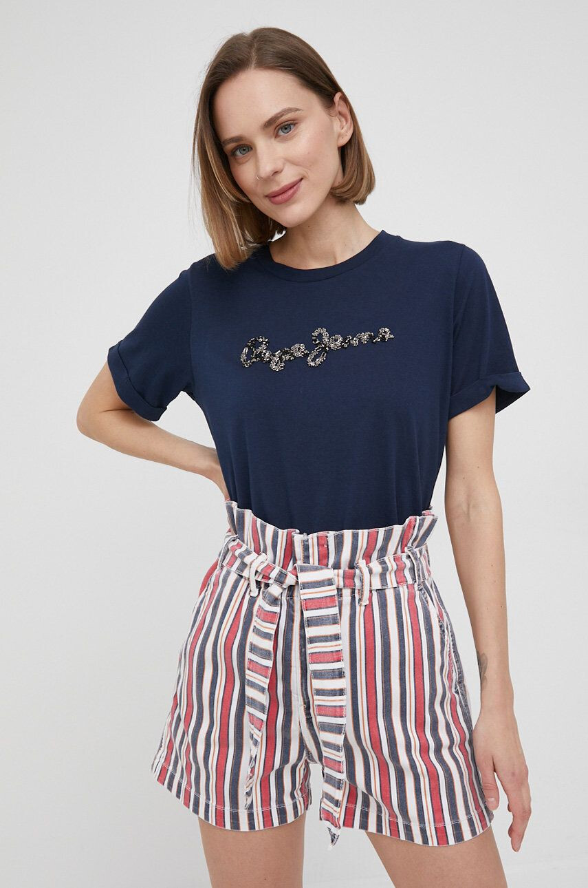 Pepe Jeans tricou din bumbac Babette culoarea albastru marin - Pled.ro