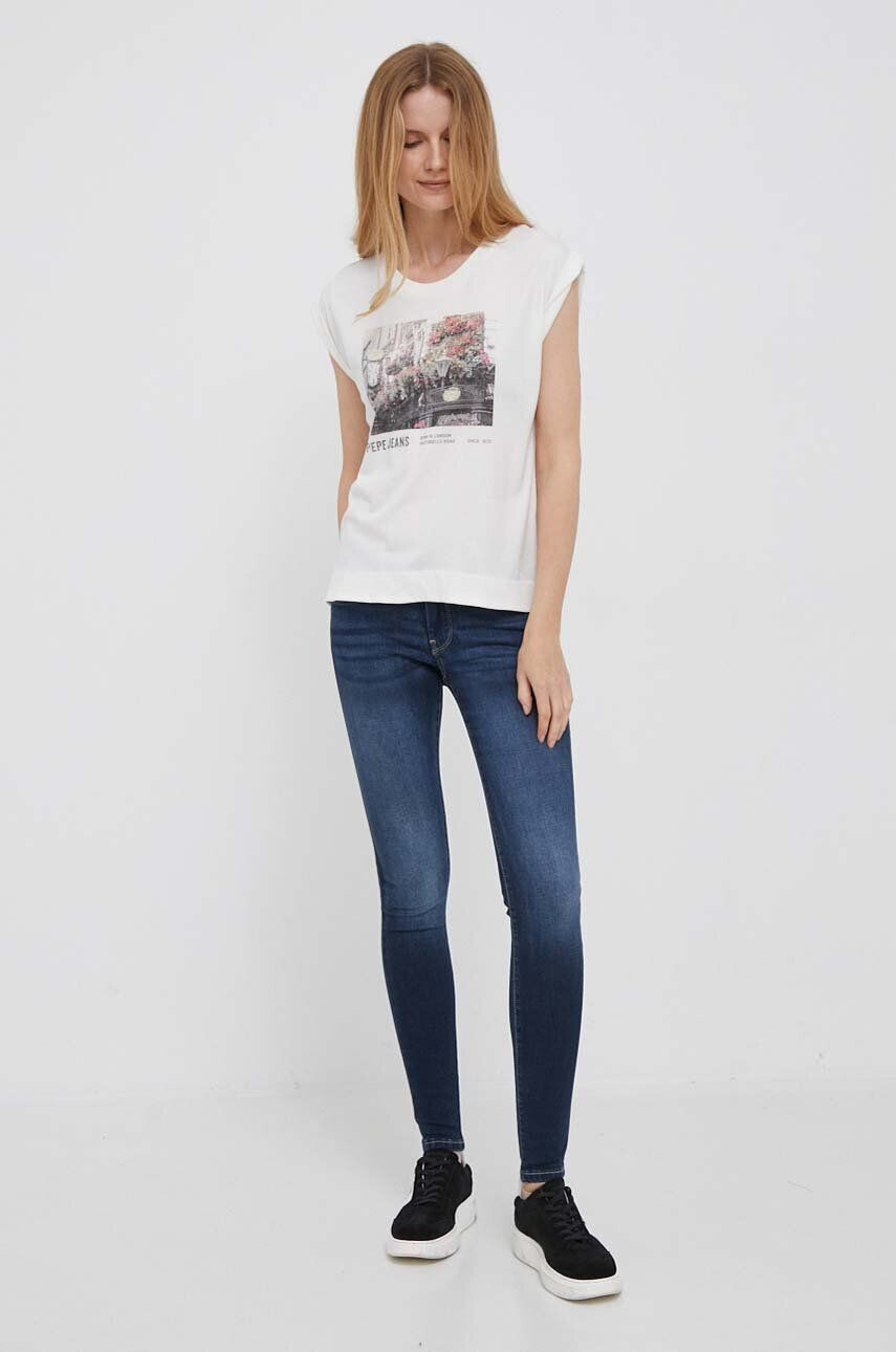 Pepe Jeans tricou din bumbac Coraline culoarea bej - Pled.ro