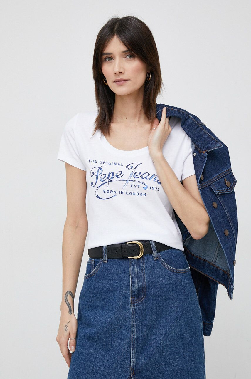 Pepe Jeans tricou din bumbac Mery culoarea alb - Pled.ro