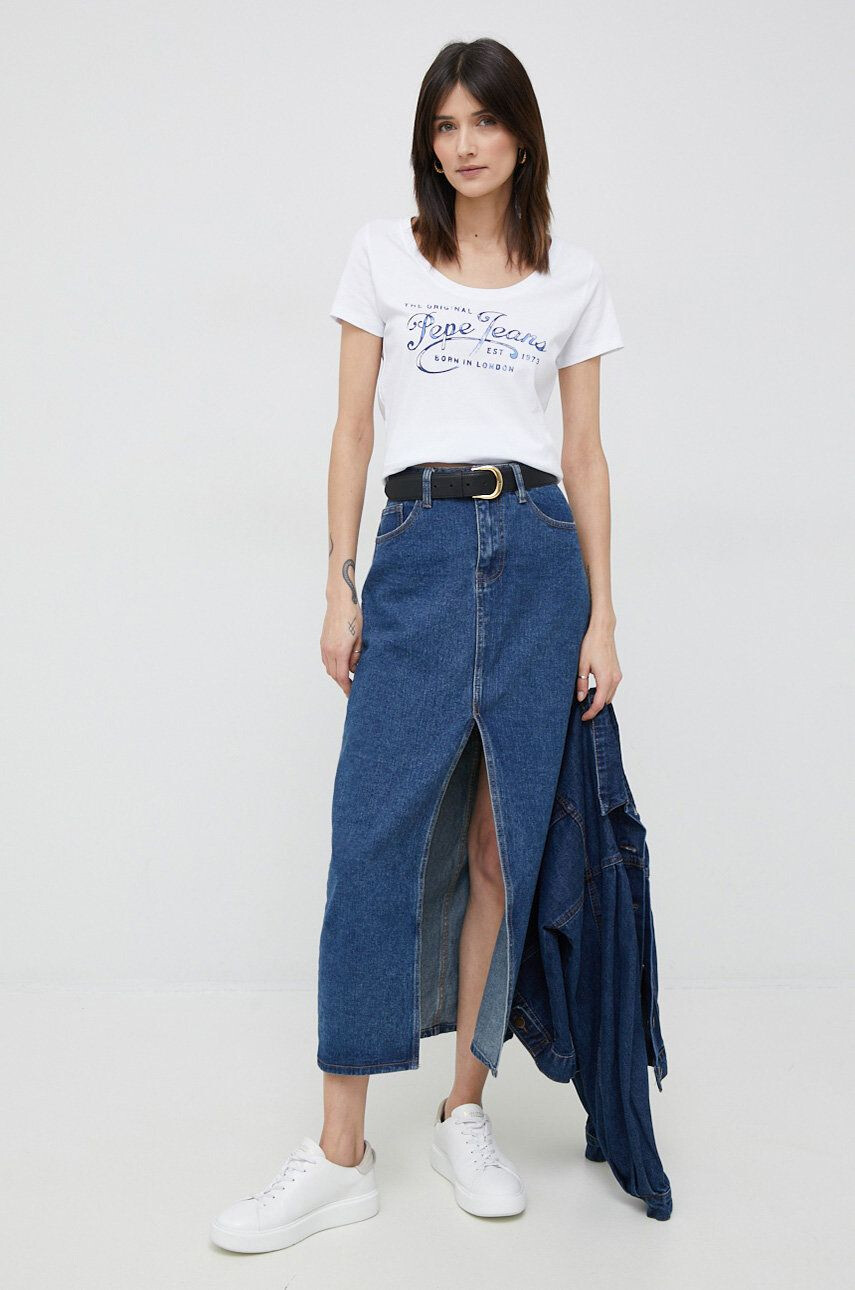 Pepe Jeans tricou din bumbac Mery culoarea alb - Pled.ro