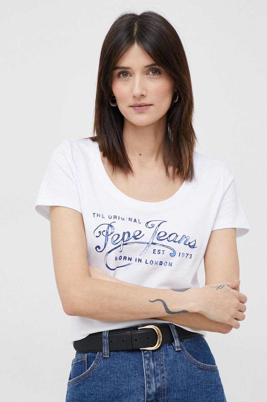 Pepe Jeans tricou din bumbac Mery culoarea alb - Pled.ro