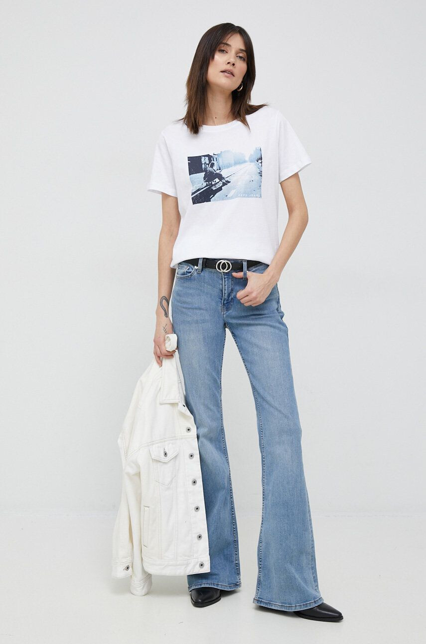 Pepe Jeans tricou din bumbac Mila culoarea alb - Pled.ro